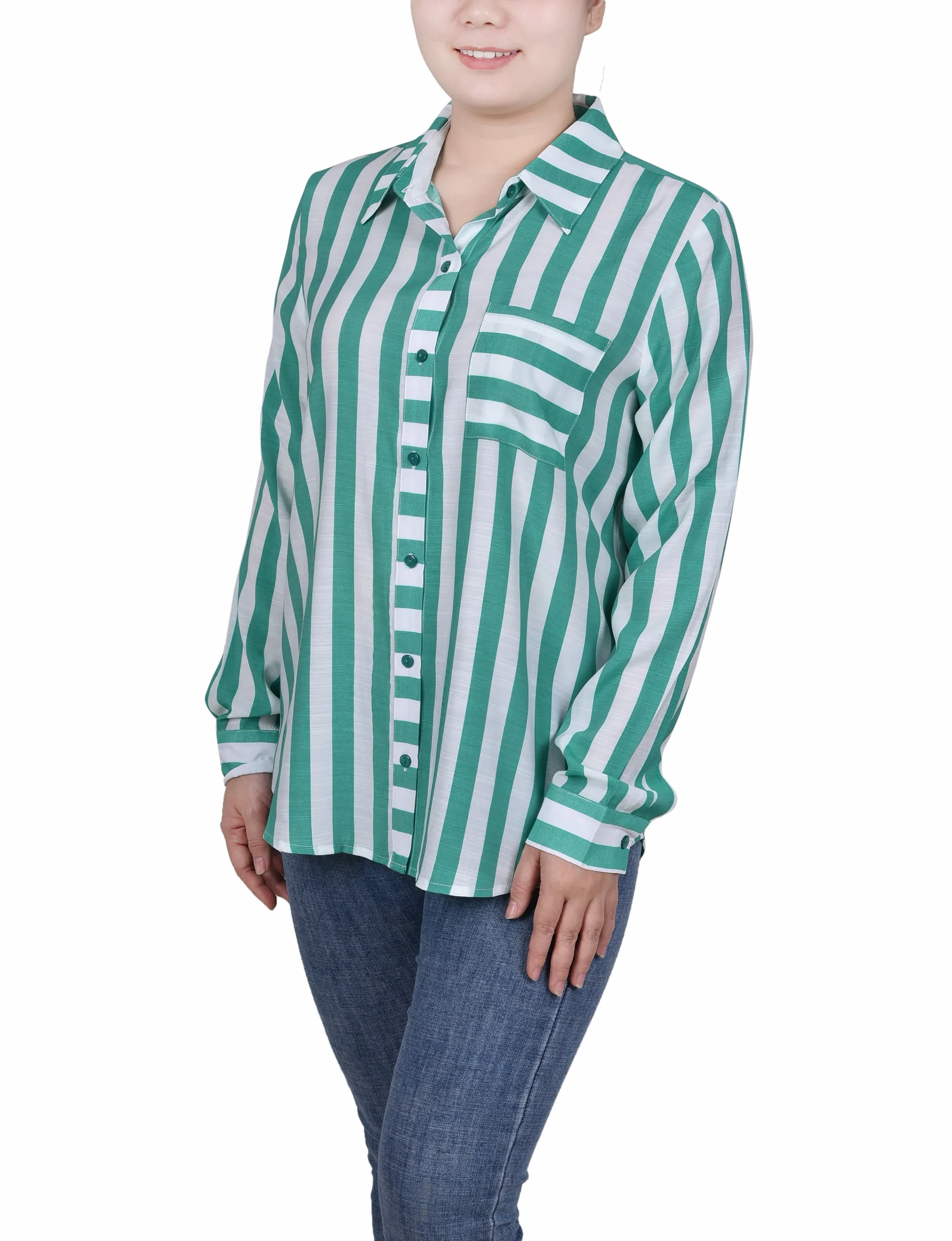 Long Sleeve Striped Blouse